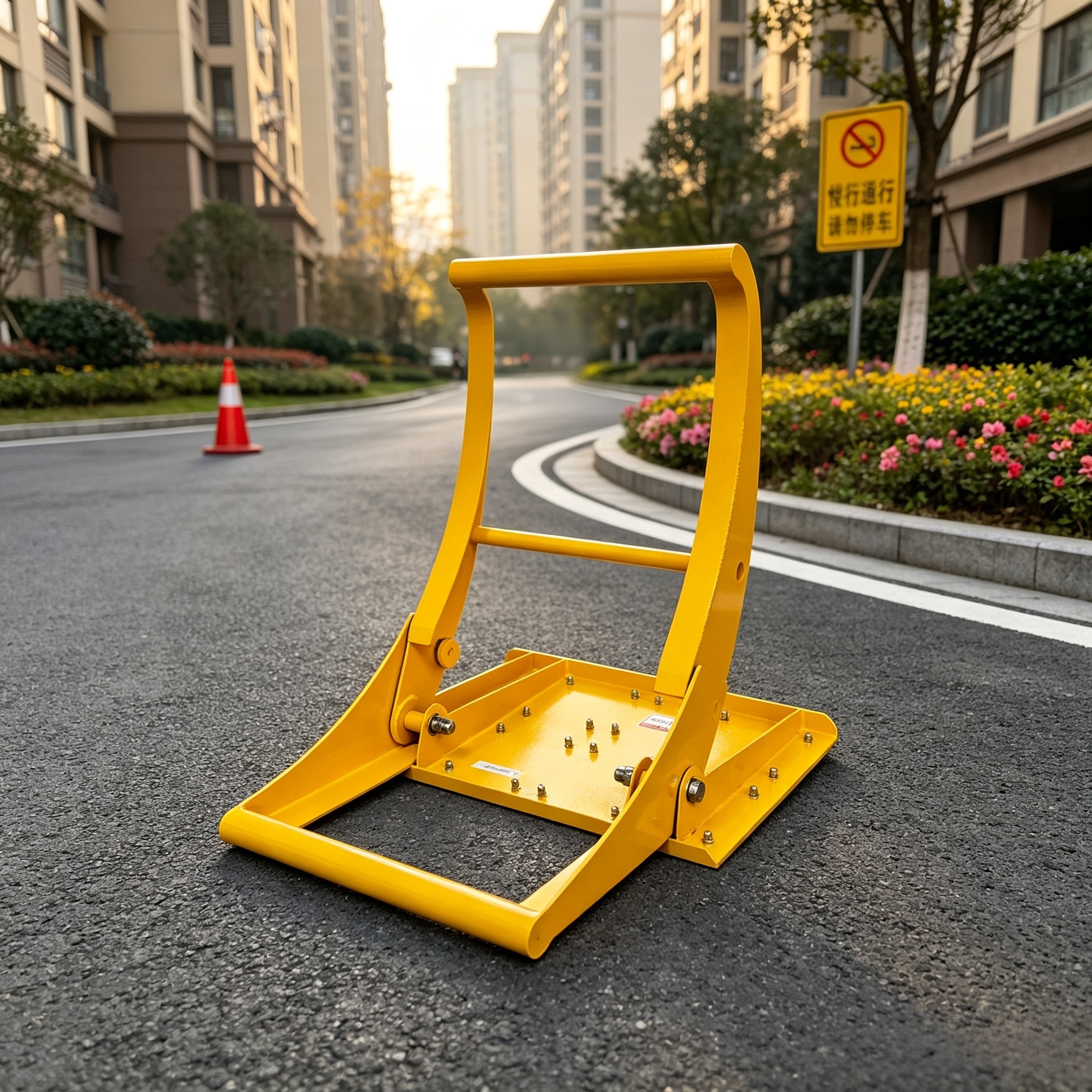 Lightweight Foldable Vehicle Security Barrier with Electrostatic Spraying for Urban Road Safety