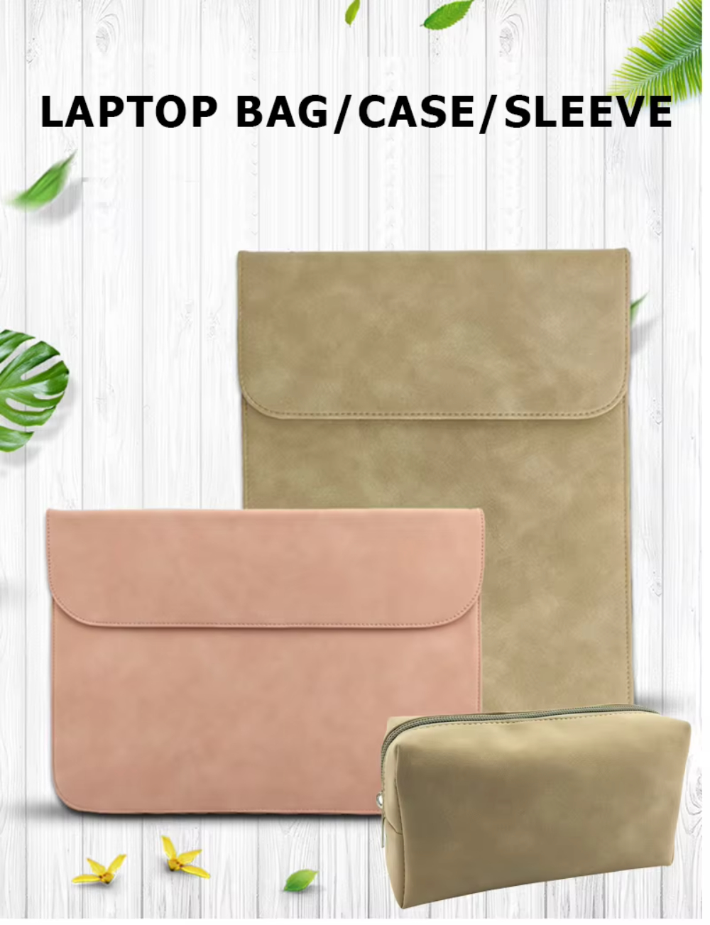 For Laudtec 15.6 Inch Leather Laptop Sleeve Simple Waterproof Protective Case Magnetic Closure Customized Design Office Use Wholesale OEM/ODM/Private Label