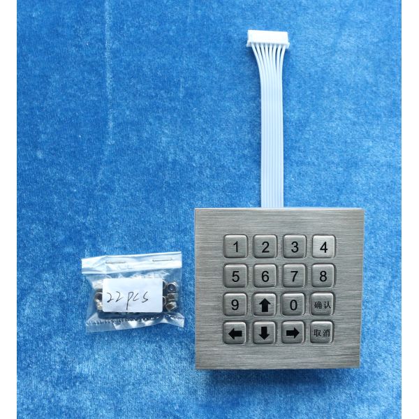 16 Keys Stainless Steel Keypad IP67 Dynamic Washable Vandal Resistant Keypad
