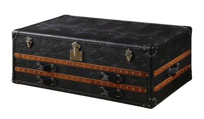 Top Genuine Leather Side Coffee Table Crocodile Grain Solid Wood Bar Decoration 