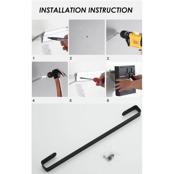 Rectangle Wall Mounted Kitchen Shelf With Matt Black Baking Paint Finish