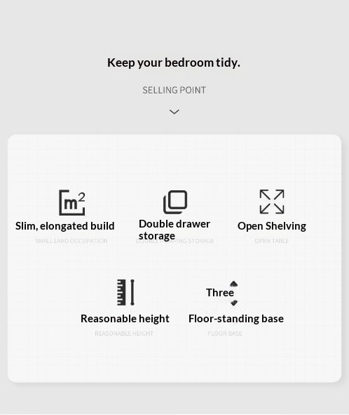 Modern Apartment Bedside Cabinet with 2 Drawers Multi-Functional Wooden Nightstand for Bedroom Storage