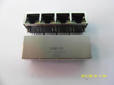 1 x 4 quad port gigabit ethernet magnetics jack RJ45 connector G/Y LED RoHS compliance
