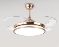 42''Indoor Modern Retractable Pendant Fans Lamp Iron ABS Body LED Chandelier Ceiling Fan with Lights and Remote for Home Bedroom