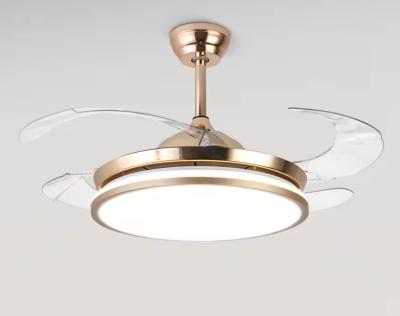 42''Indoor Modern Retractable Pendant Fans Lamp Iron ABS Body LED Chandelier Ceiling Fan with Lights and Remote for Home Bedroom
