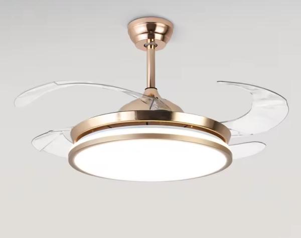 42''Indoor Modern Retractable Pendant Fans Lamp Iron ABS Body LED Chandelier Ceiling Fan with Lights and Remote for Home Bedroom