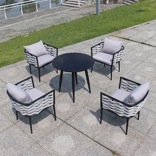 Outdoor Patio Rope Woven Furniture Aluminum Frame Hotel Dining Set with Powder Coated