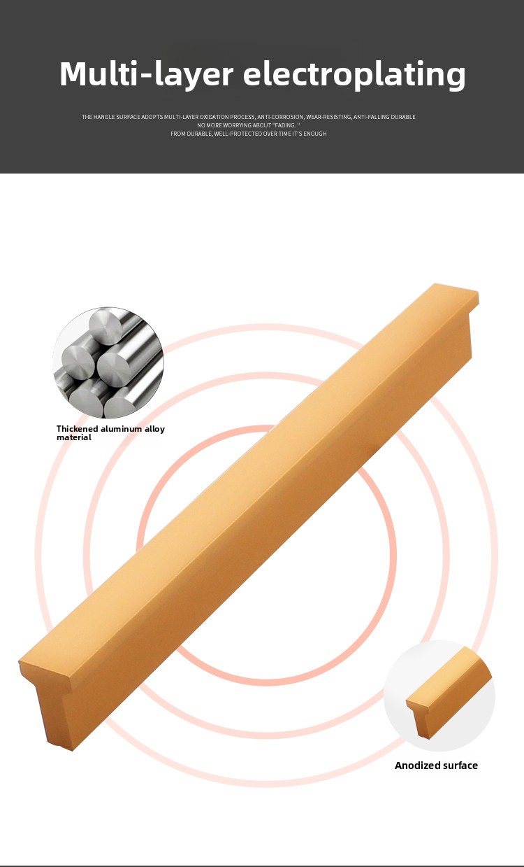 Hidden Aluminum T-Shaped Cabinet Handle with Contemporary Design for Kitchen & Bathroom Drawers Easy Installation 18mm Height