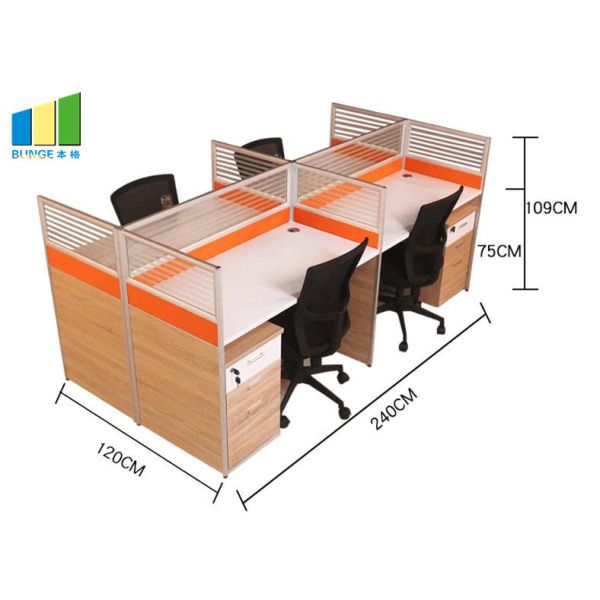 Commercial Office Furniture Partitions / MFC Panel 4 Seater Conference Table