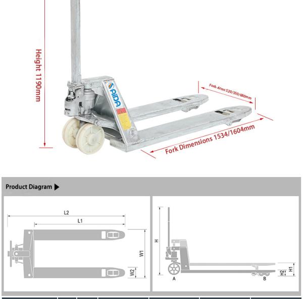 CE Approval Stainless Steel Hand Pallet Truck , Hygienic 2000kg Pallet Truck