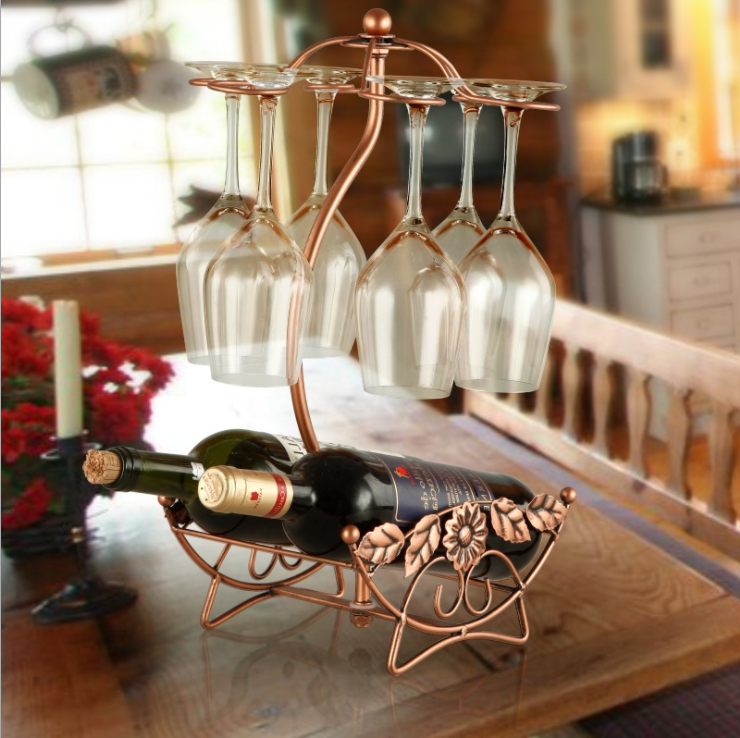 Bronze H43.5cm Wine Glass Upside Down Holder , 1.2kg Upside Down Glass Rack