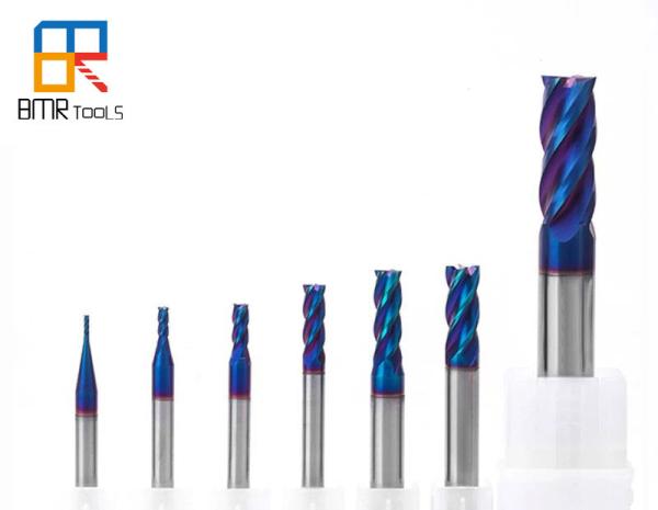 NaNo Blue Coating HRC65 Square Solid Carbide End Mill Cutter 2F/4Flute for stainless steel milling