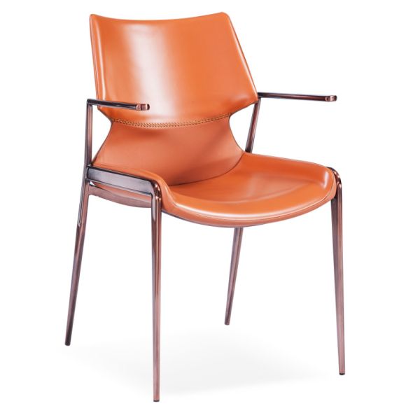 Modern PU Leather Upholstered Metal Frame Dining Chair