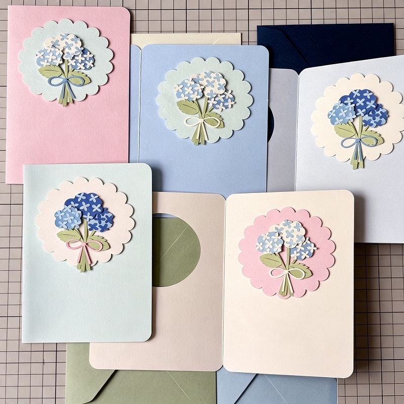 Handmade Layered Paper Flower Greeting Cards With Window Cut-Outs For Holidays