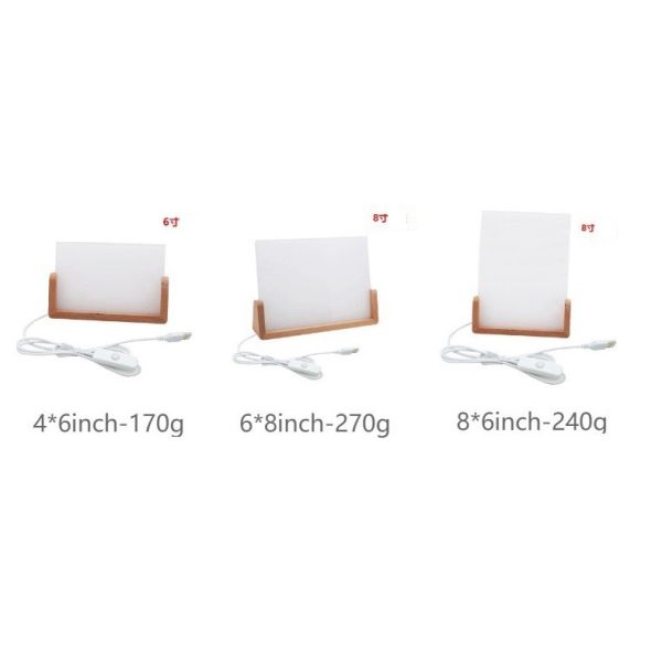 U Shaped Acrylic Sublimation Led Photo Frame With Wooden Base Photo Printing Picture Frame Blanks