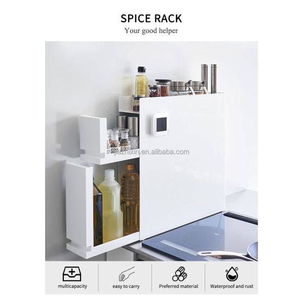 New 3 Tier Steel Hidden Spices Kitchen Cabinets Rack Modern Eco-Friendly Living Room Vertical Black Drawer Storage Holder