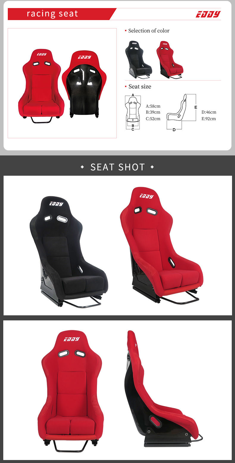Красный гоночный стиль Автомобиль Широкие гоночные сиденья Профессиональные стекловолокнистые автокресла