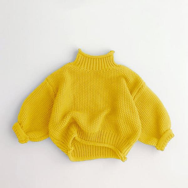 Custom Baby Turtleneck Sweater Hand Knitted Cotton Pullover Chunky Sweater