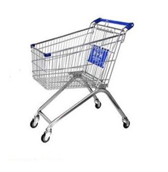 Steel Wire Shopping Trolley Grocery , Supermarket Folding Wire Shopping Cart With Seat
