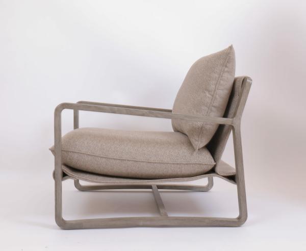 Hotel Bedroom Solid Oak Wood Lounge Chair Stainless Steel Base