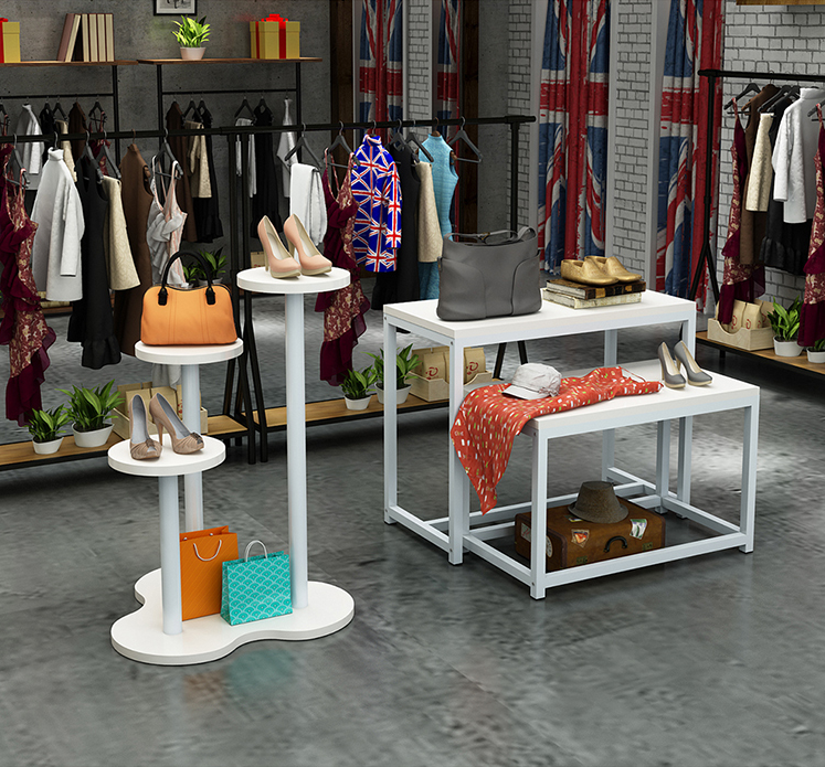 White Simple Shoe Display Stands , Multi Functional Combination Display Shelves For Shoes