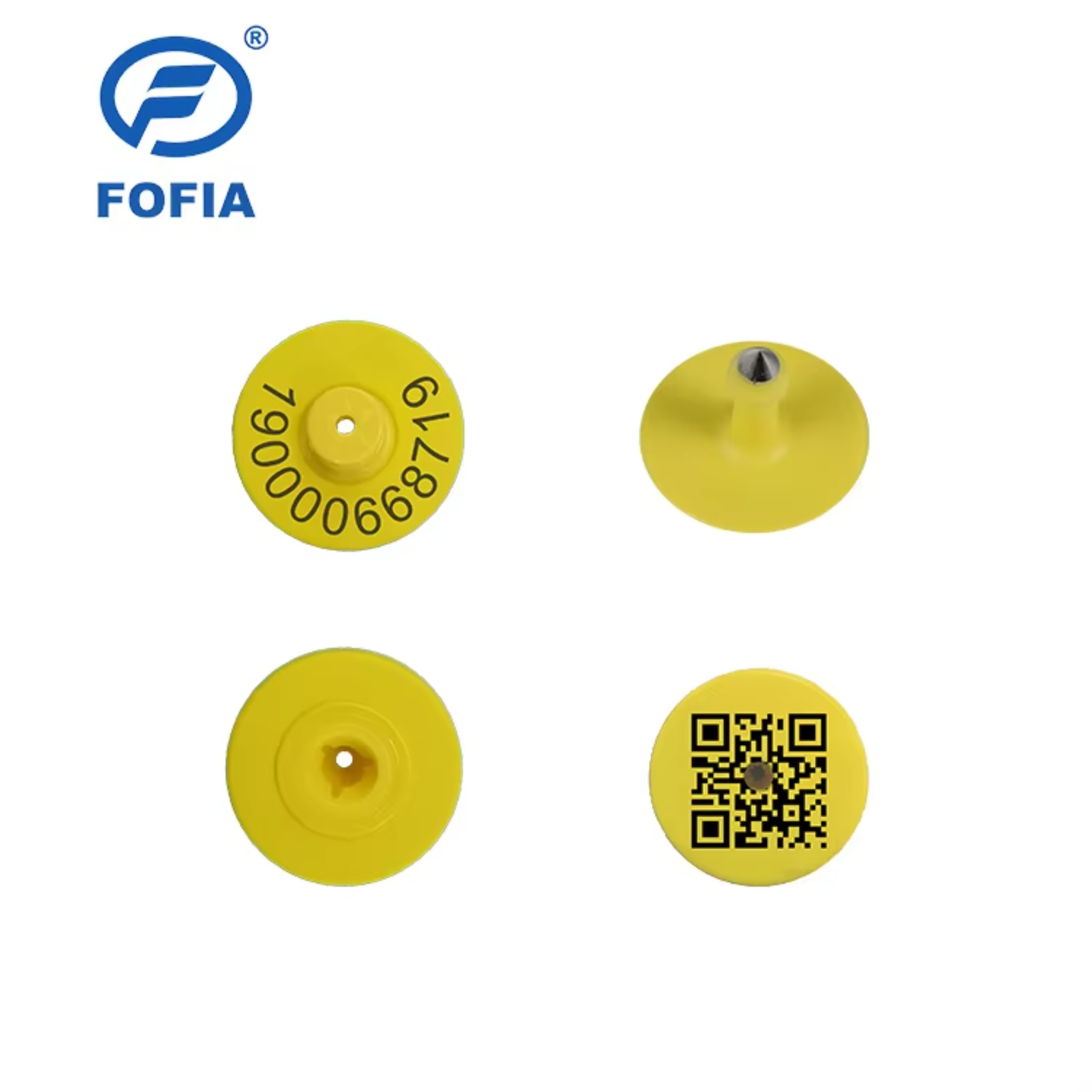 New UHF Waterproof RFID TPU 5.7mm Yellow Animal Ear Tags ET933+T901 Chips 5 Year Warranty Fofia Cattle Use