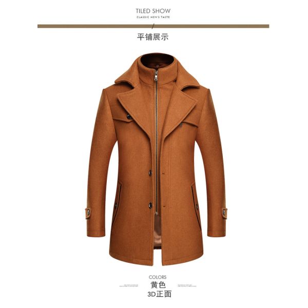 NO Needle Detection Fashion City 24-35Years old Men's Plus Size Double Collar Woolen Coat