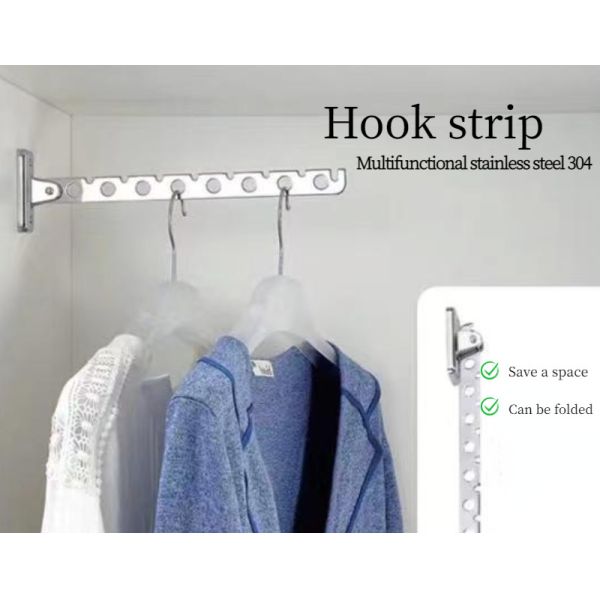 Creative Foldable Bath Towel Hooks Strip Coat Rack Wall Mounted Hanger Bathroom Hotel
