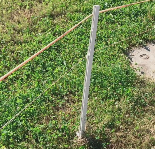 PST010 1.6m PP Reinforced Electric Fence Posts Step-In 10-Holder 1360mm Galvanized Spike White