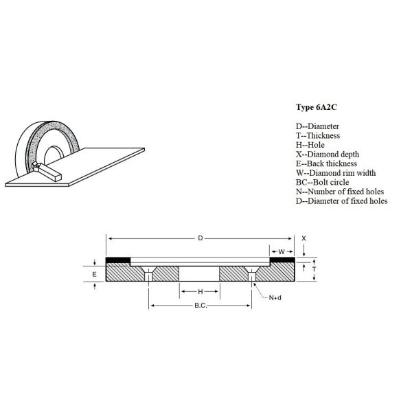 6A2C Кубки смолы связывают бриллиантовые колеса 150 мм для шлифования карбида