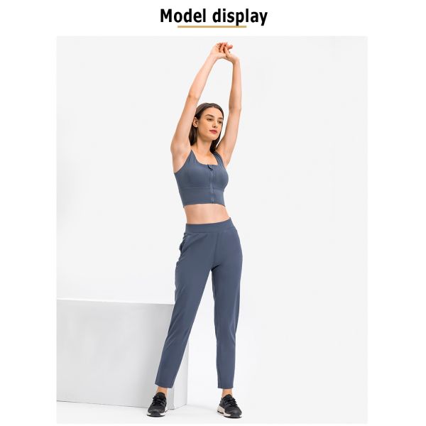 Skin Friendly Women'S Straight Leg Casual Pants Breathable With Zip Pocket