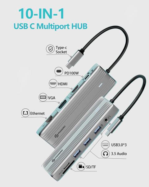 USB3.1 Type C USB C Hub à 4K HDMI Station d'accueil USB 3 en 1 pour l'interface du PC portable