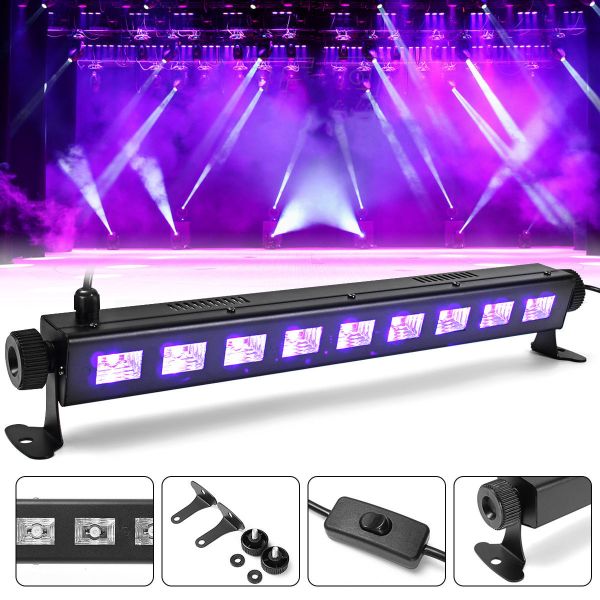 27W 9 LED Purple UV LED Black Light Bar Outdoor Indoor 395 - 400nm