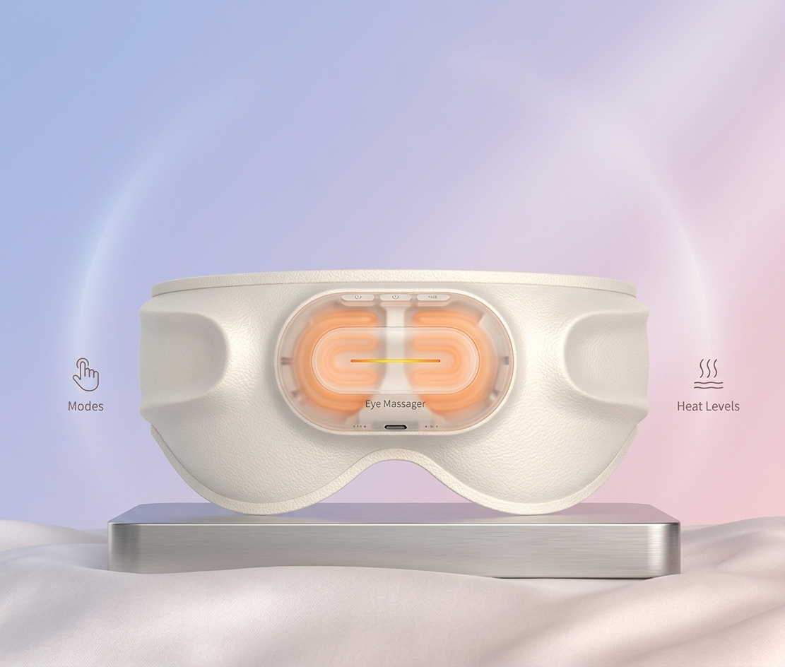 Smart Airbag Eye Massager with 3-Level Heat Compress & 6 Modes, Rechargeable Eye Mask for Dark Circles & Fatigue