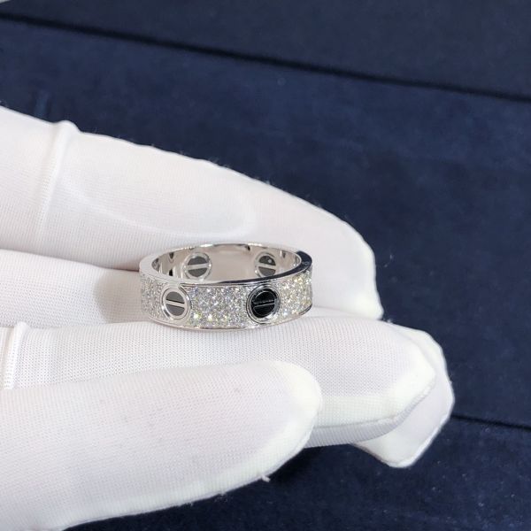 Factory Custom Fine Jewelry 18k White Gold Natural Vs Diamond Jewelry Car Tier LOVE Ring, Diamond-Paved, Ceramic