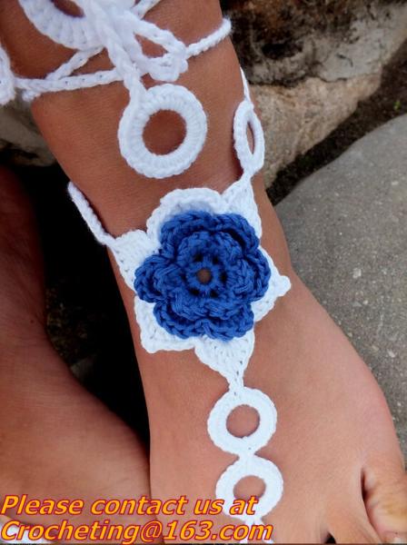 Crochet Barefoot Sandals, Nude shoes, Foot Jewelry, Beach Wedding, Sexy Anklet , Bellydance,Beach Footwear