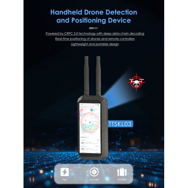 70Mhz-6200Mhz Portable 3km Passive Handheld Drone Detector Tracking And Positioning