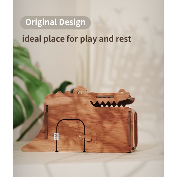 Pet House for Cats Crocodile Wooden Cat House Indoors Cat Bed House 57*32.5*33cm