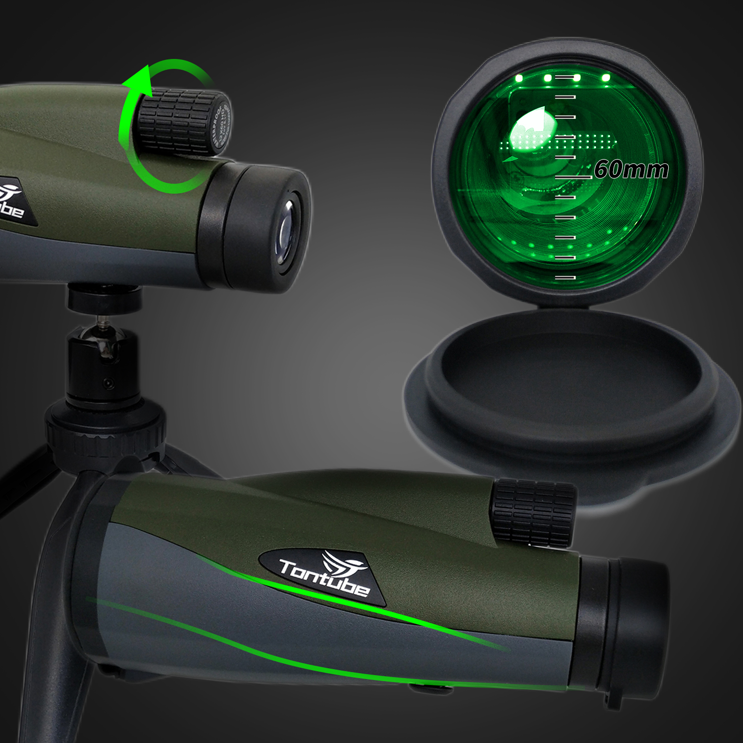 телескоп мобильного телефона телескопа 12x60 Monoscope Monocular с ремнем руки треноги переходника