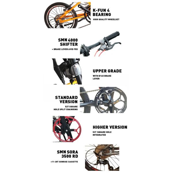 Соревновательный легкий складный велосипед 20 дюймов 9 скорости Мастер V с вилкой из алюминиевого сплава