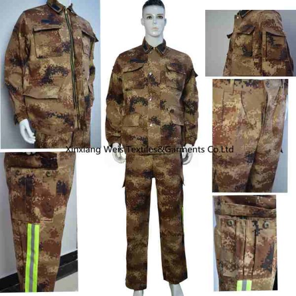 Long Sleeve Desert Camouflage EN11611 FR Fire Retardant Suit With Logo Embroidered