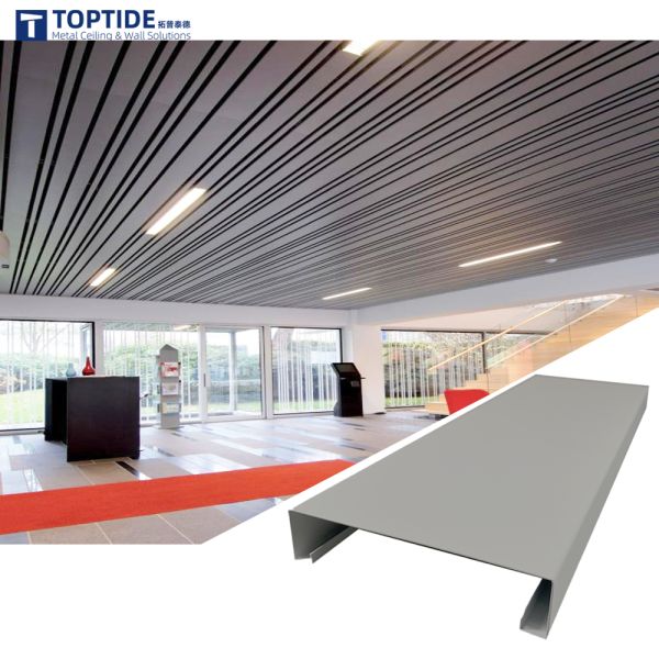 Fireproof Powder Coated Linear Metal Strip Ceiling Easy Installation For Interior Decoration