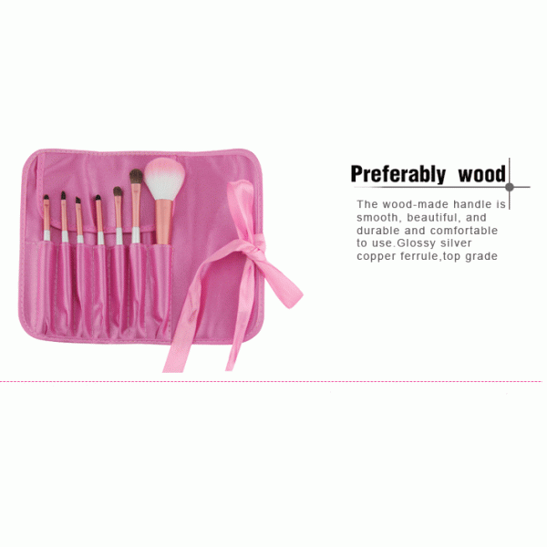 Round Travel Makeup Brush Set Pink Makeup Brushes Kit With White handle