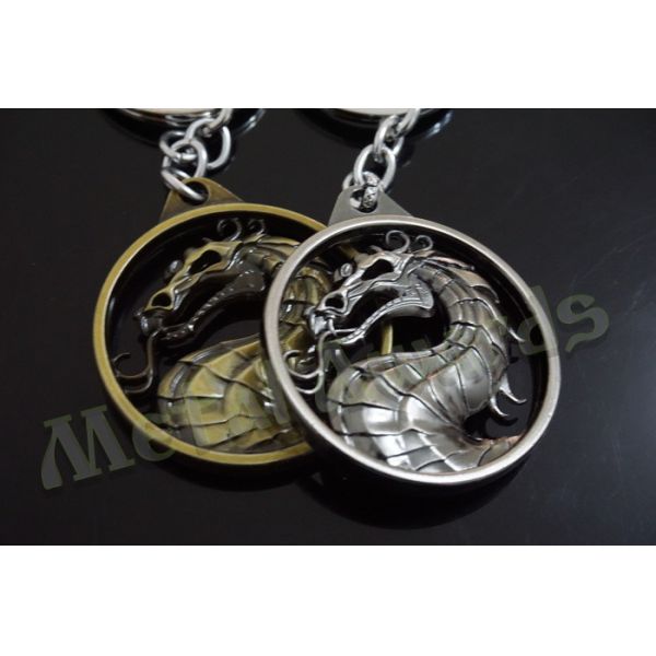 Dragon Designed Zinc Alloy Metal Key Chains Metal Keyrings Antique Gold Silver Plating