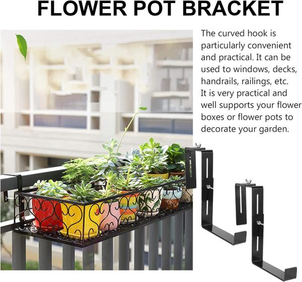 Adjustable Thickness Mounting Rail Hanger for Plant Holders Window Flower Box Bracket