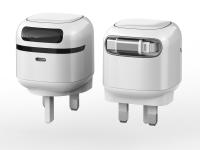 Cargador Gan ABS blanco con cable USB-C retráctil soporte OEM personalizado