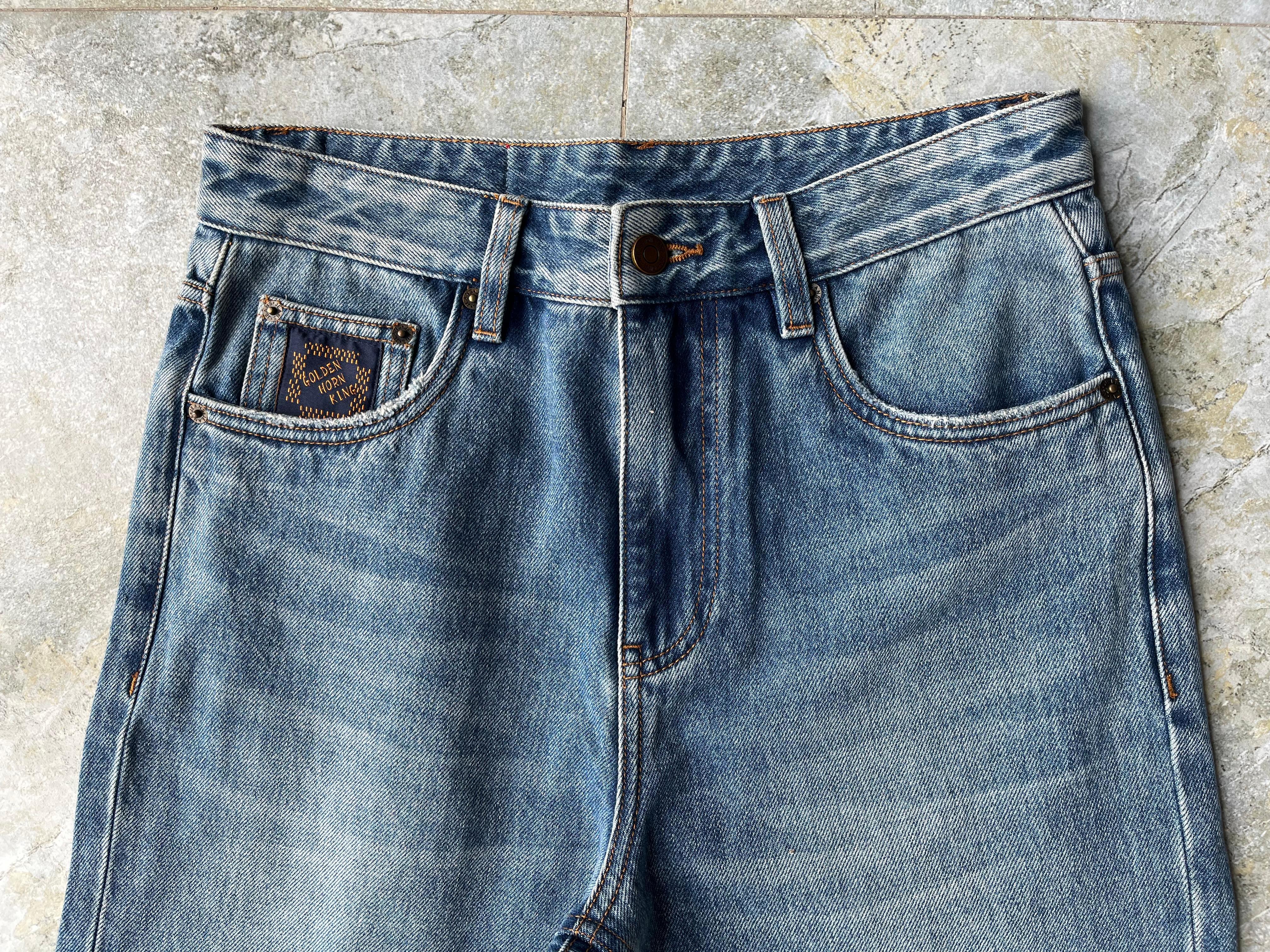 Gradient Vintage Men's Jeans Mid Waist Loose Wide Leg Jeans Straight