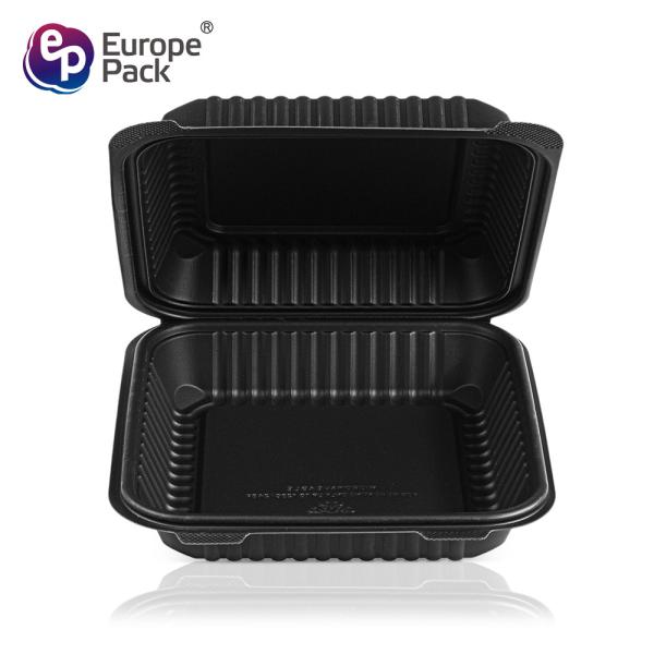 New arrival biodegradable corn starch 8 inch clamshell black food bento lunch boxes