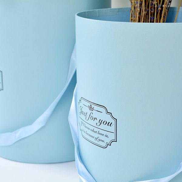 Caja de embalaje de flores de sombrero redondo con tapa de aniversario