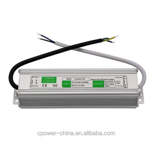 12V/24V LED Light Strip Power Supply IP67 Waterproof 45W LED Driver Constant Voltage